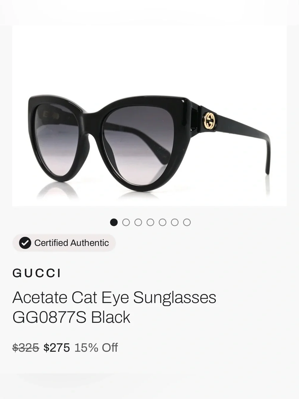 Gucci Black Cat-Eye Sunglasses GG0877S